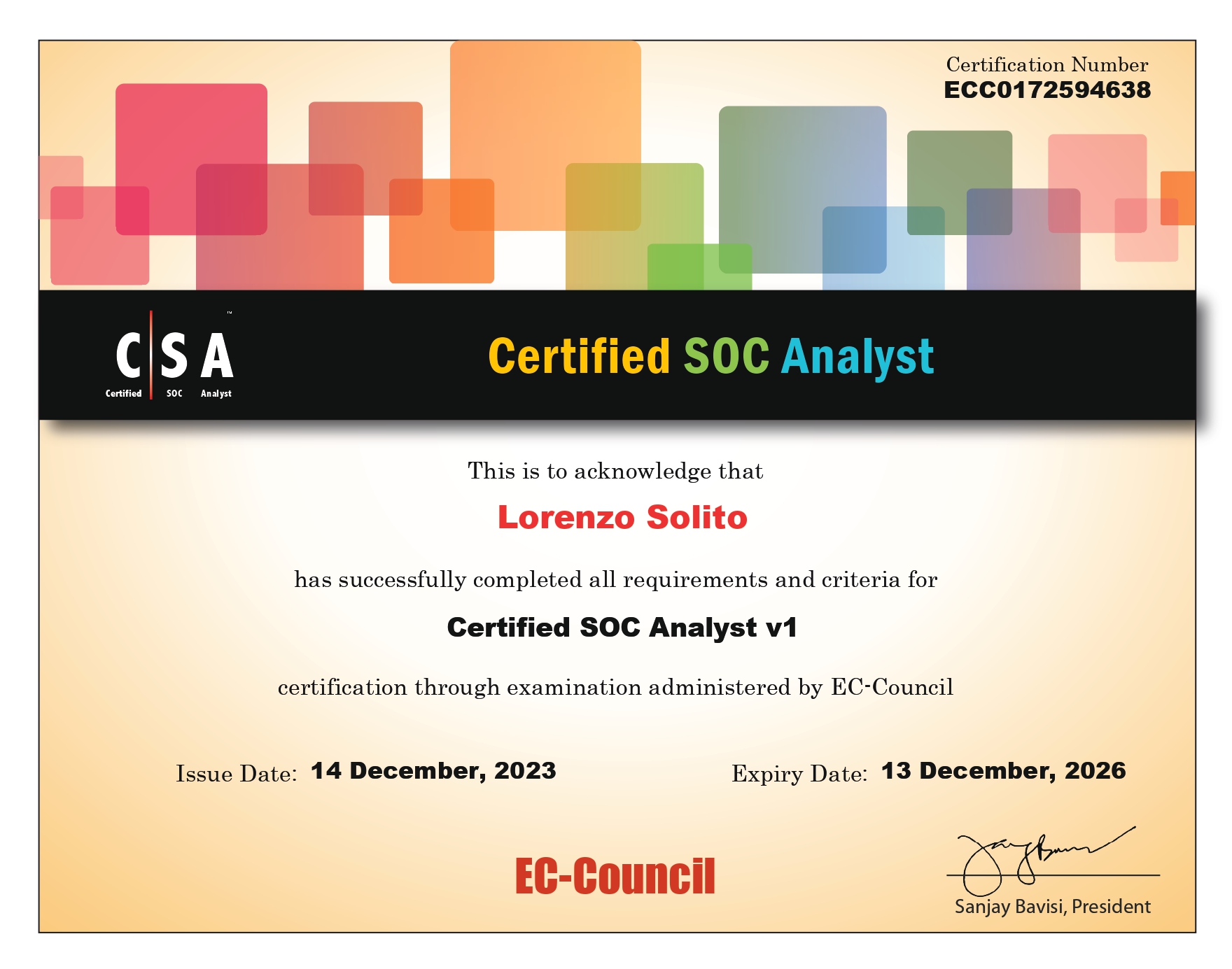 Certified SOC Analyst v1 (C|SA v1)